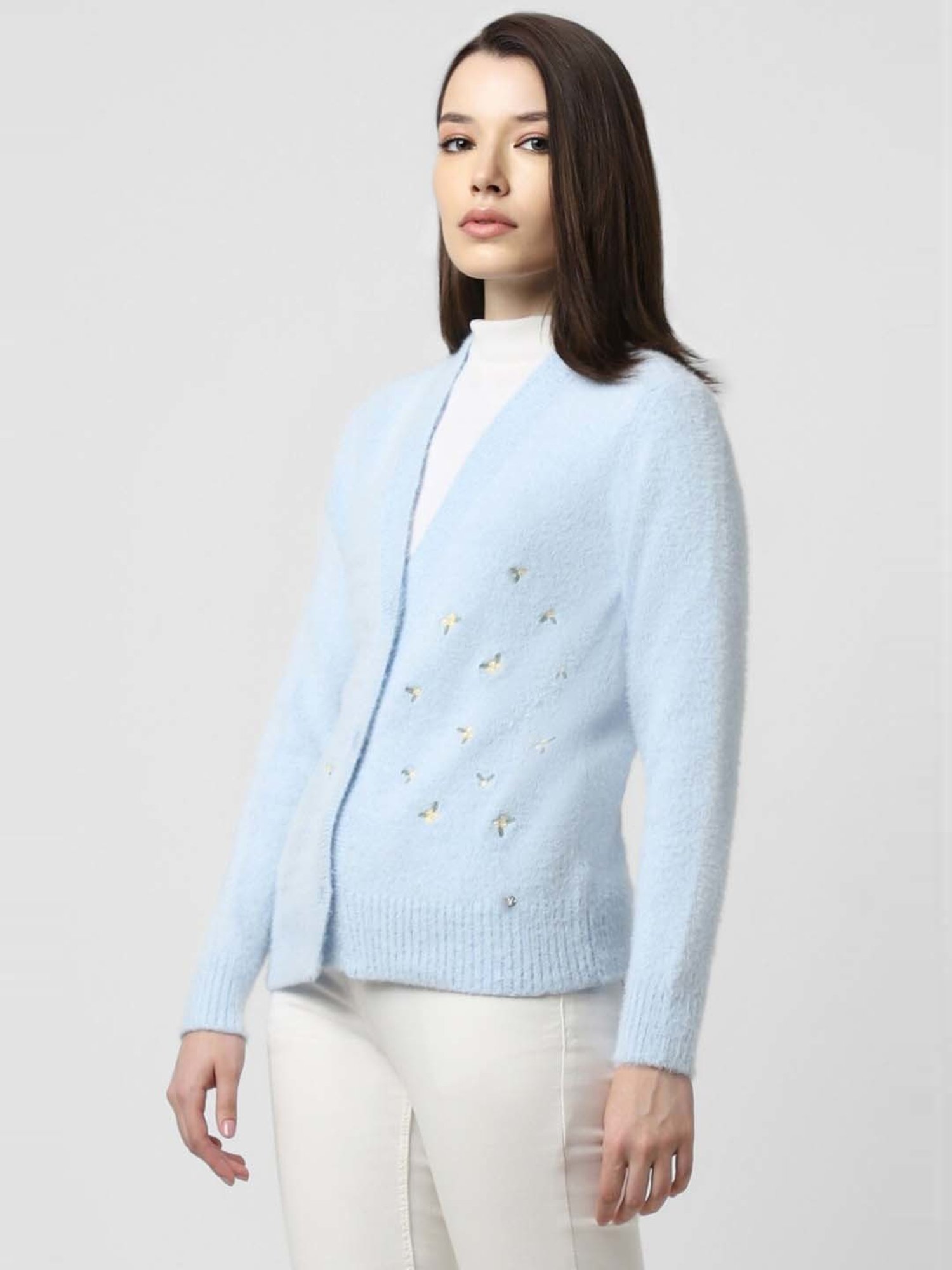 Van Heusen Blue Embroidered Cardigan