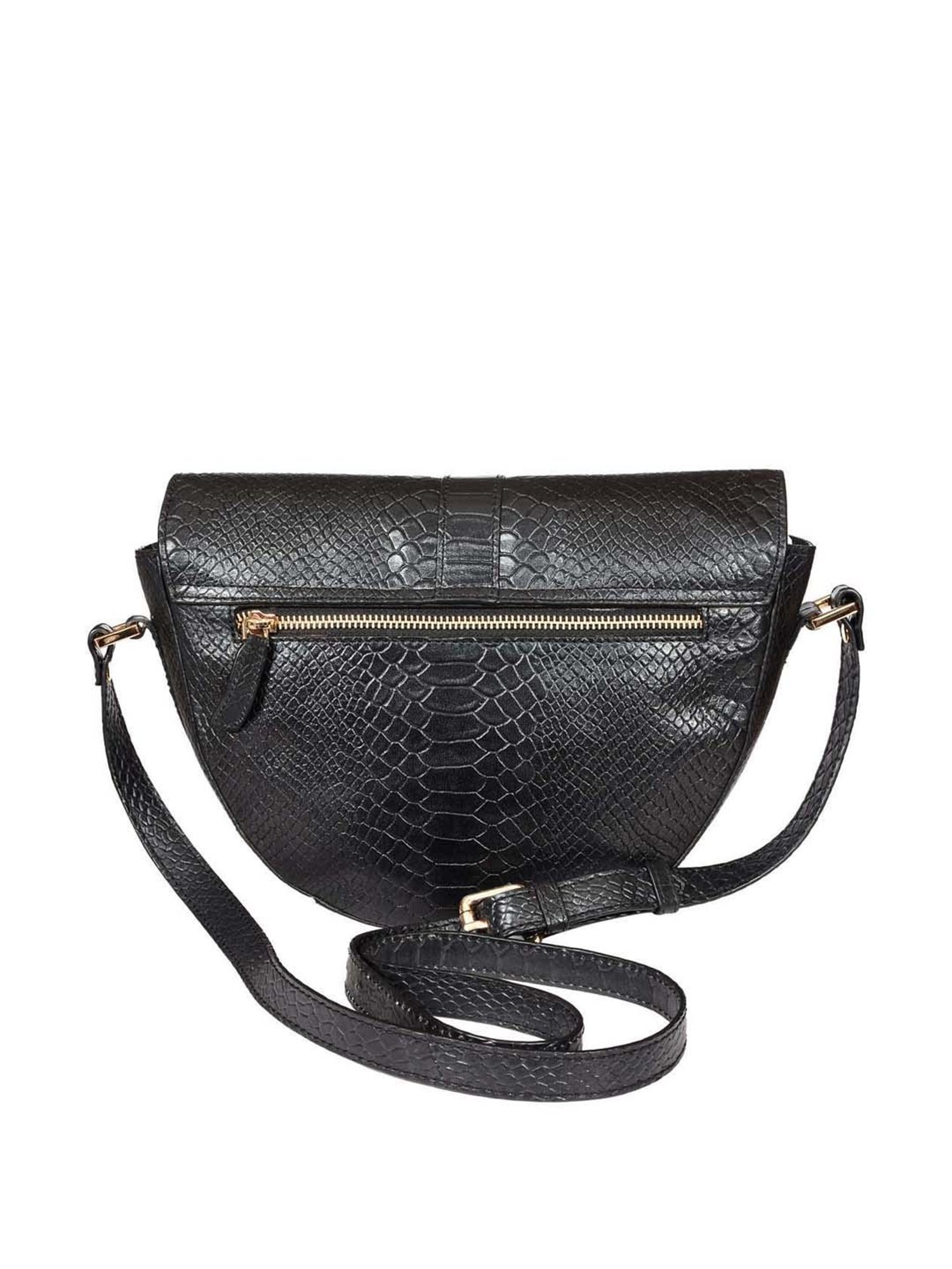 SASSORA Black Textured Medium Sling Handbag