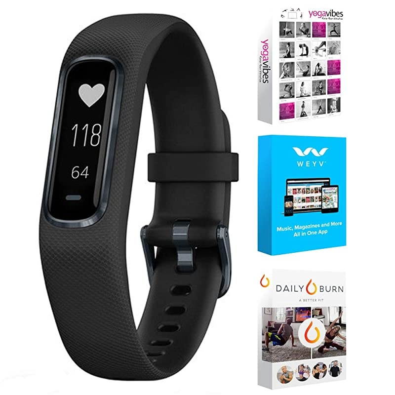 Vivosmart 4 Activity & Fitness Tracker Black with Midnight Hardware (S/M) (010-01995-10) with Tech Smart USA Fitness & Wellness Suite