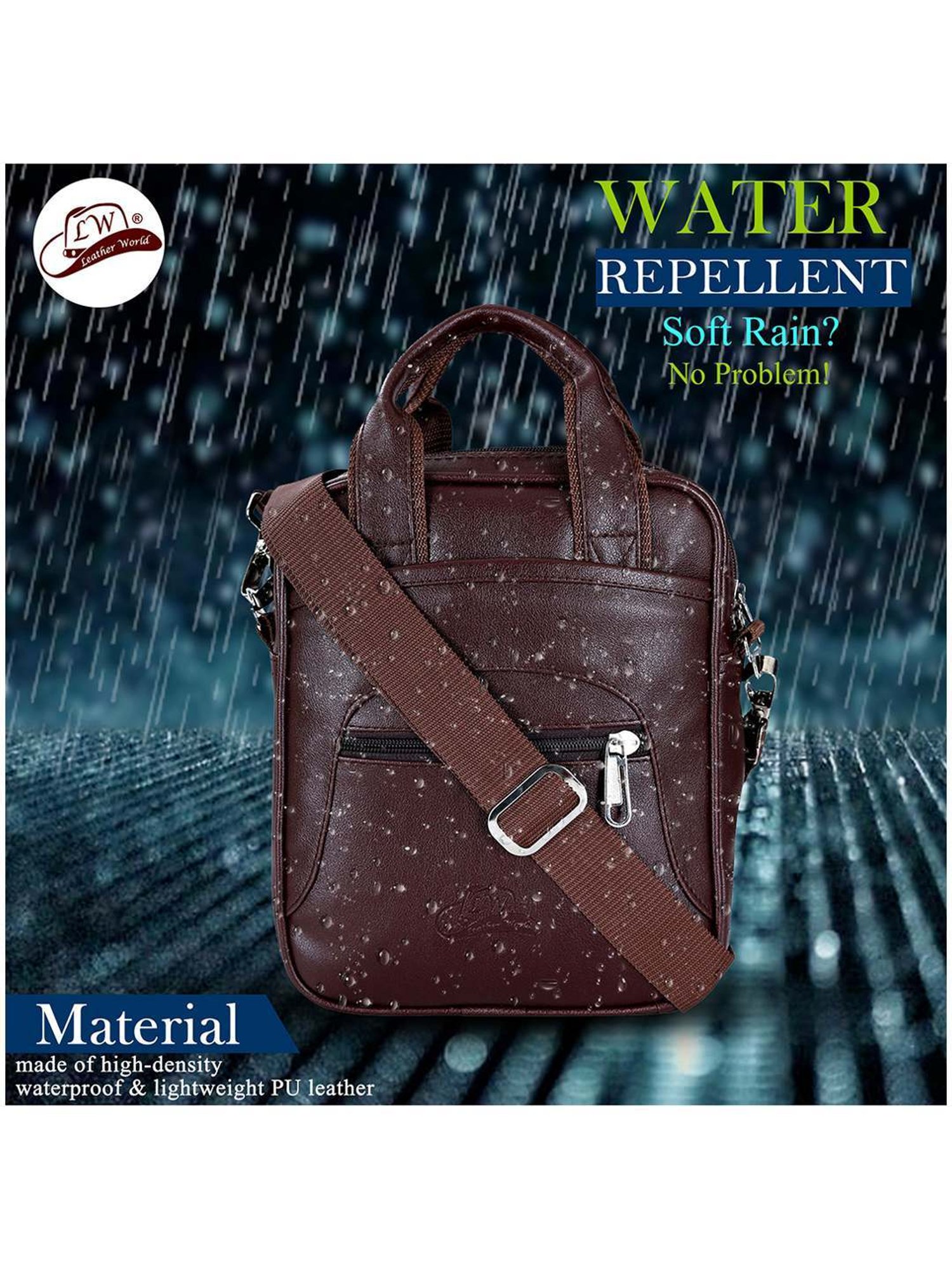 Leather World Brown Solid Medium Cross Body Bag