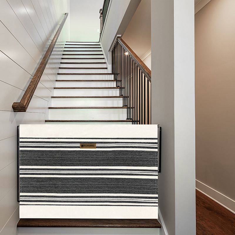 The Stair Barrier Regular Wall to Wall Single Panel Swing Gate with Fabric Slipcover Baby and Pet Safety Gate, 27 to 42.5 Inch, Farmhouse Lines Black