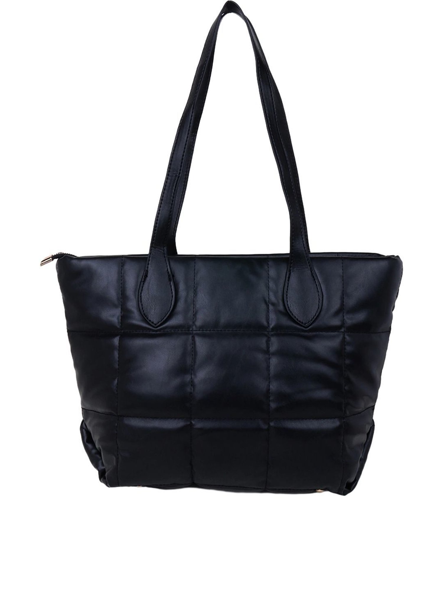 Carlton London Black Textured Large Tote Handbag