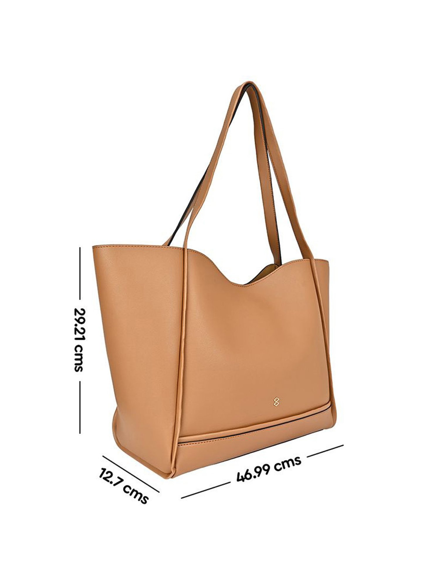 Horra Beige Solid Tote Handbag