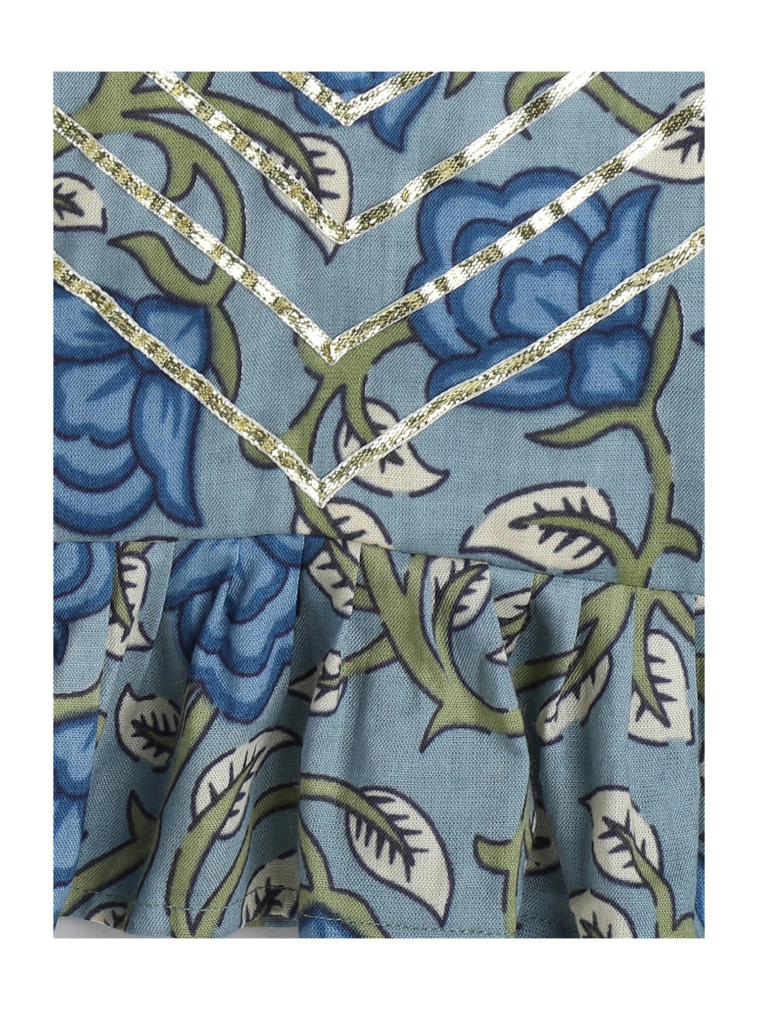 Many Frocks Kids Blue Embellished Ghagra with Choli