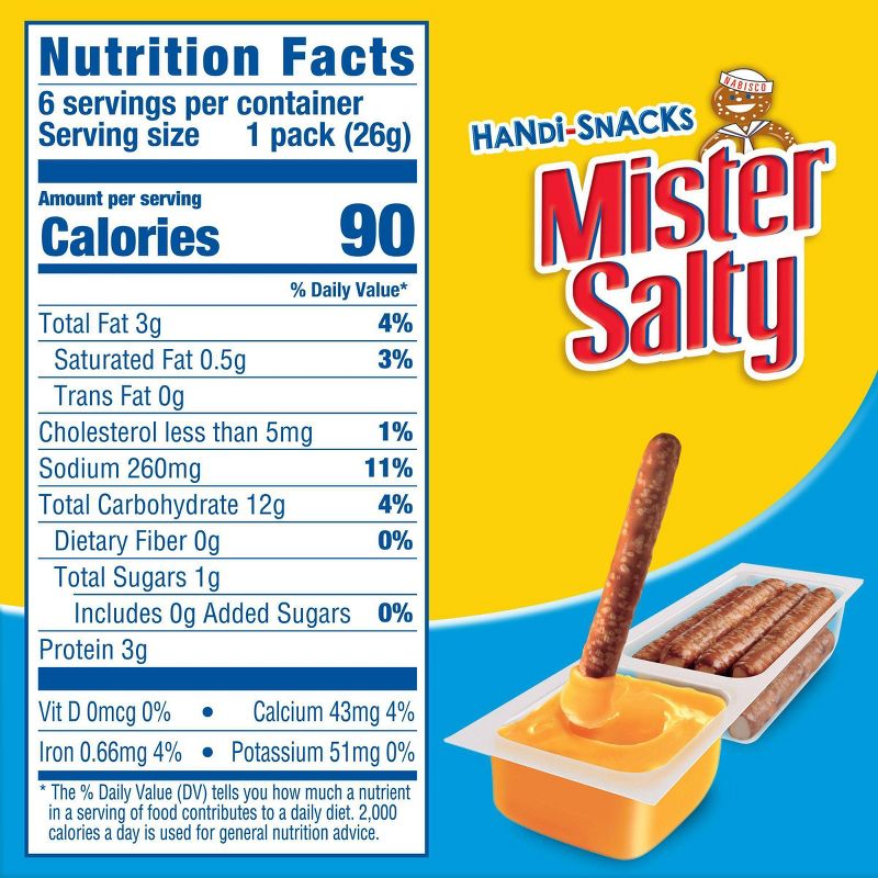 Handi-Snacks Mister Salty Pretzels 'N Cheese Dip - 6ct/0.92oz