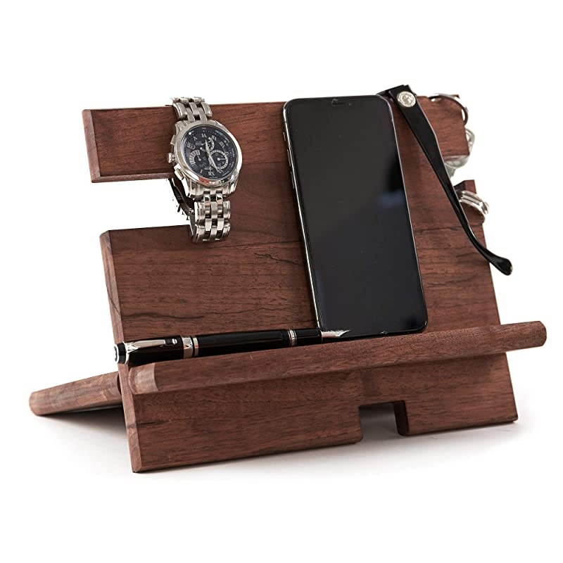 Phone Charging Station for Men ?and? Nightstand Organizer Dock - ?for All iPhone, Android Devices - en Bedside Stand