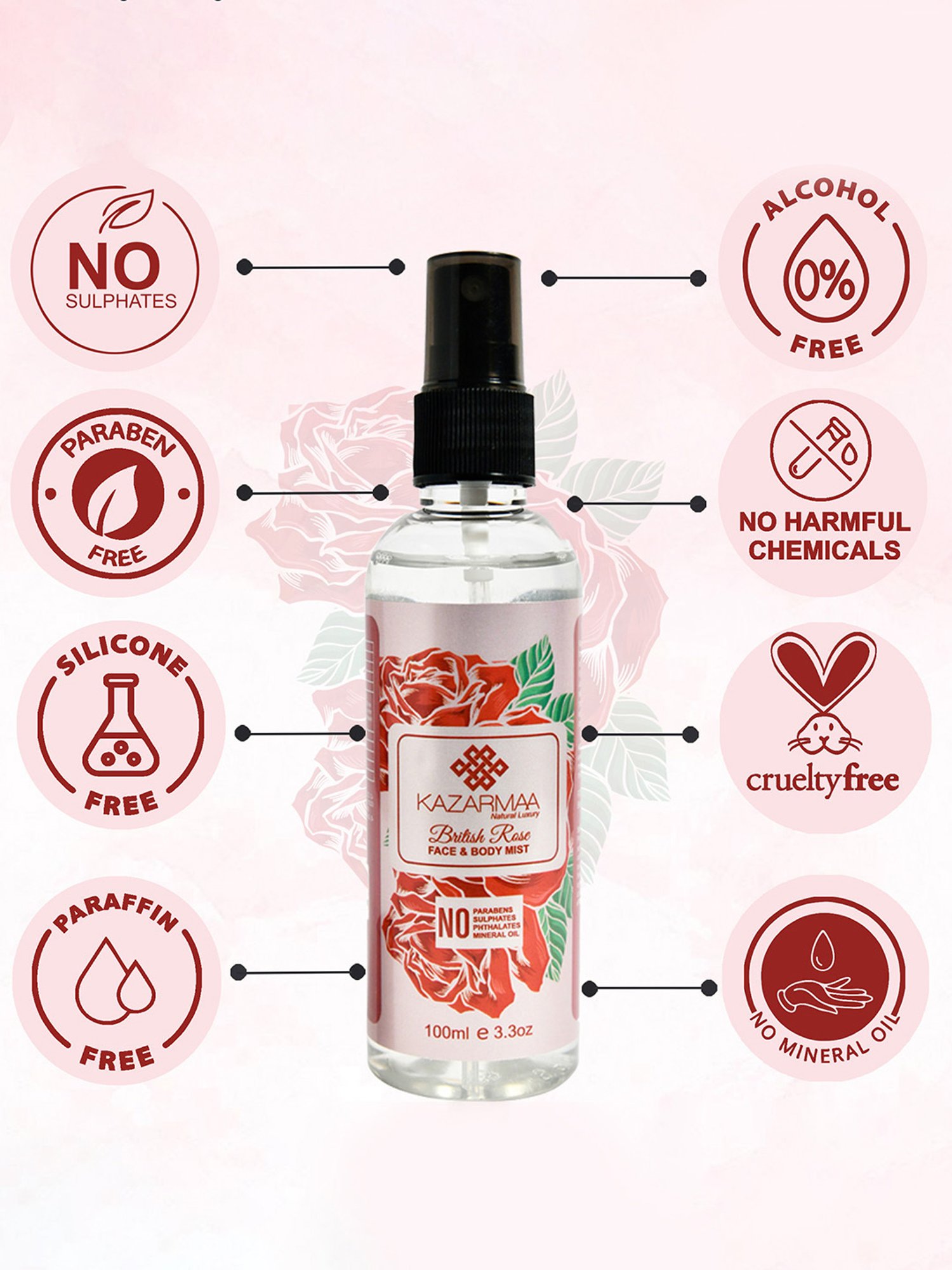 Kazarmaa British Rose Face & Body Mist - 100 ml