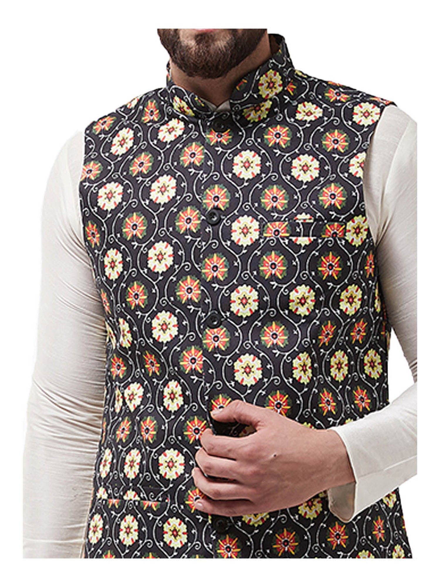 Sojanya Off White & Black Printed Suit