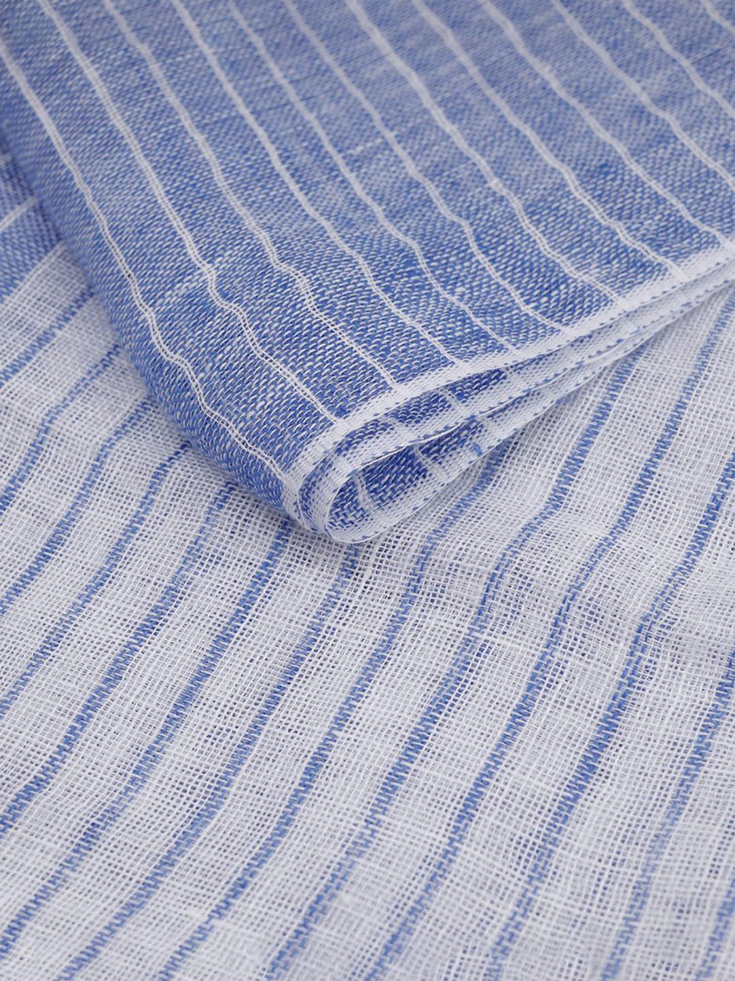 Linen Club Blue Striped Pure Linen Stole
