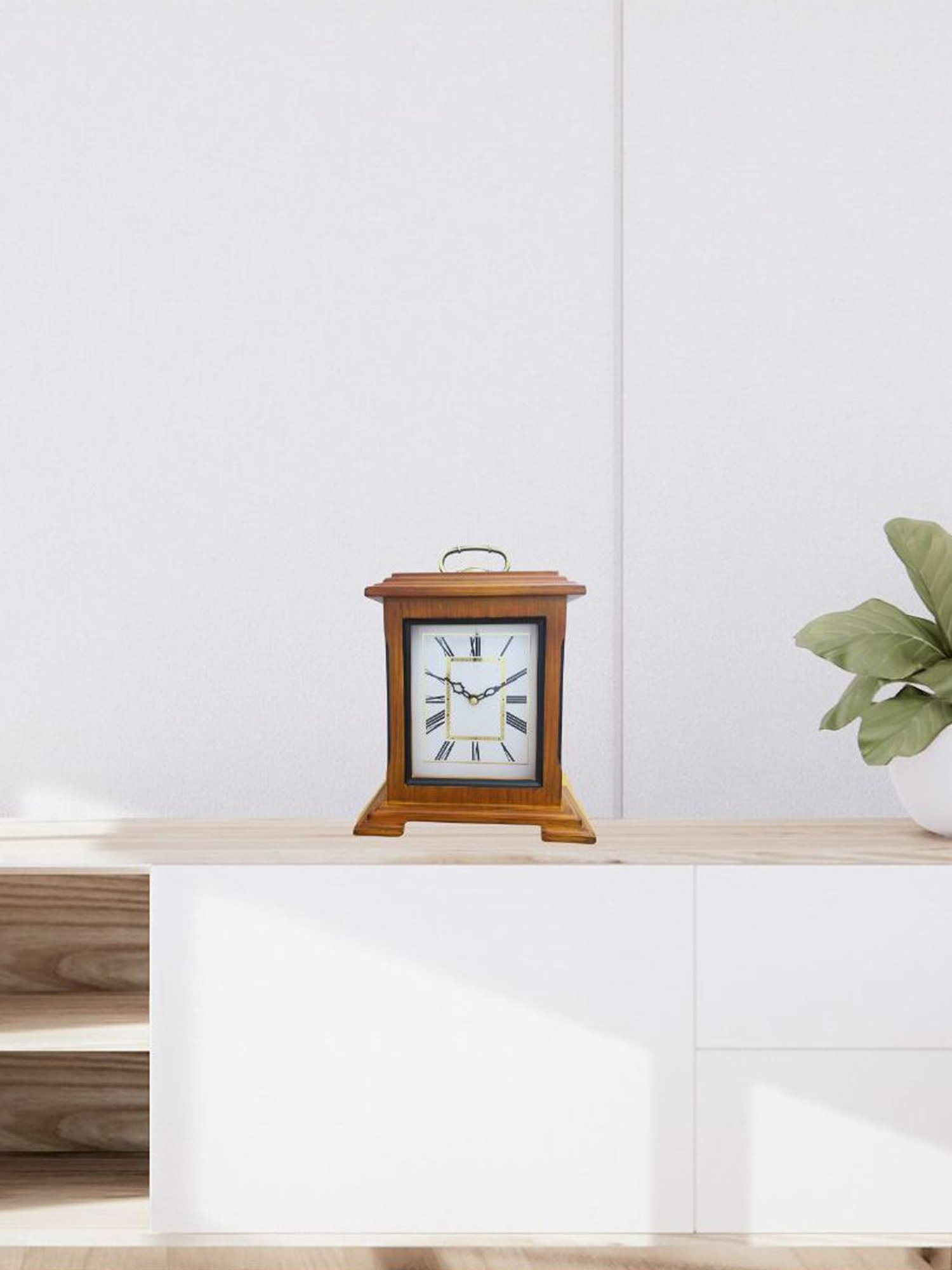CHRONIKLE Rectangular Brown Wood Table or Desk Clock