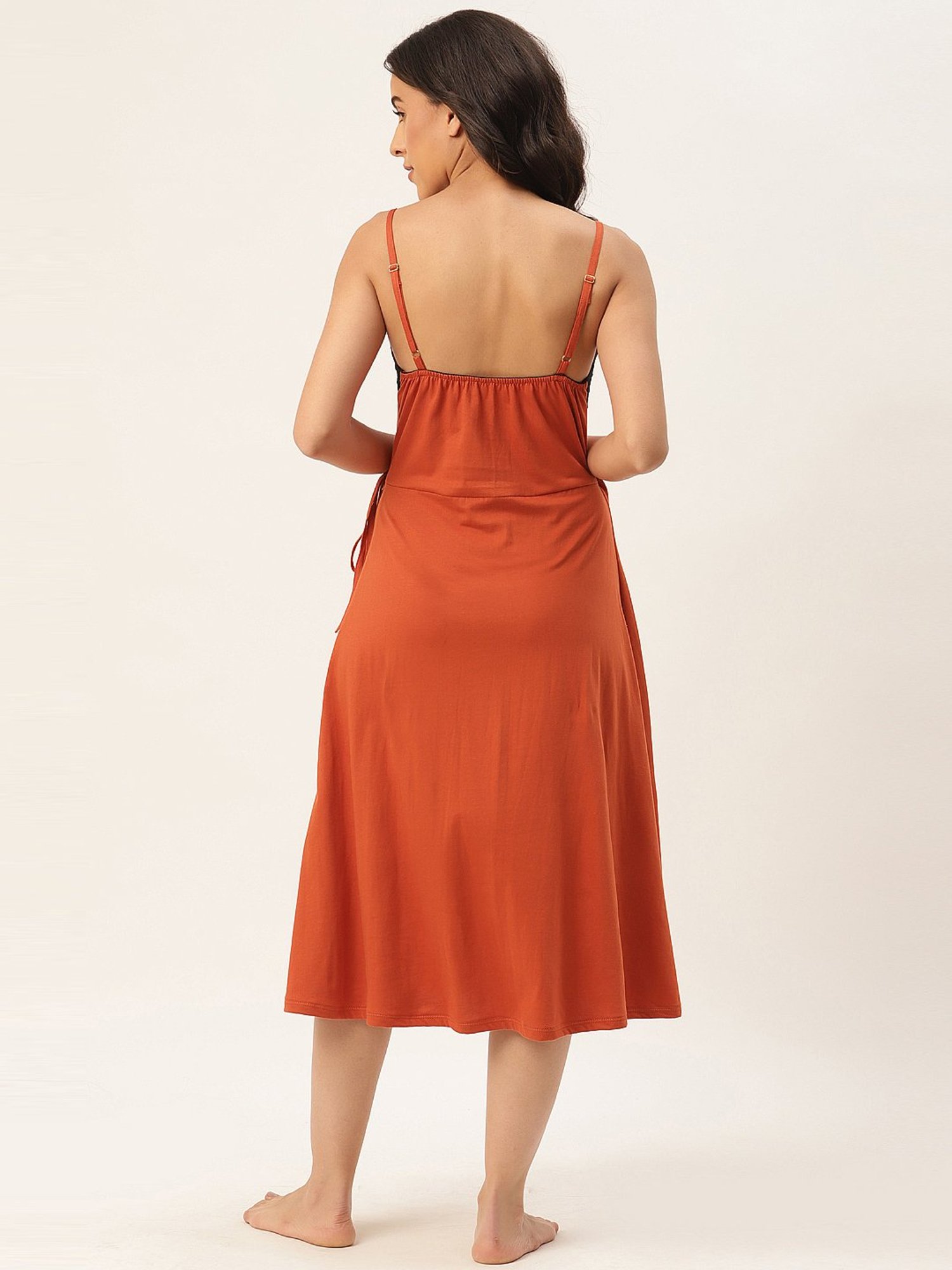 Ms.Lingies Orange Lace Work Nighty