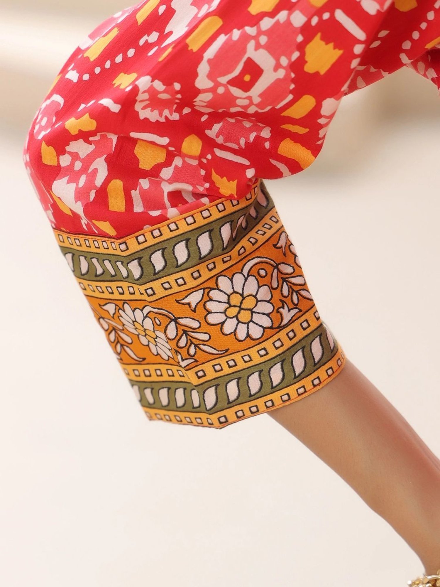 Rain and Rainbow Red Cotton Printed Top