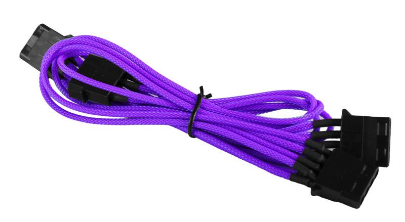 Purple Molex to 3 x Molex 4-pin Cable Cord Premium Braided Adapter PC Computer