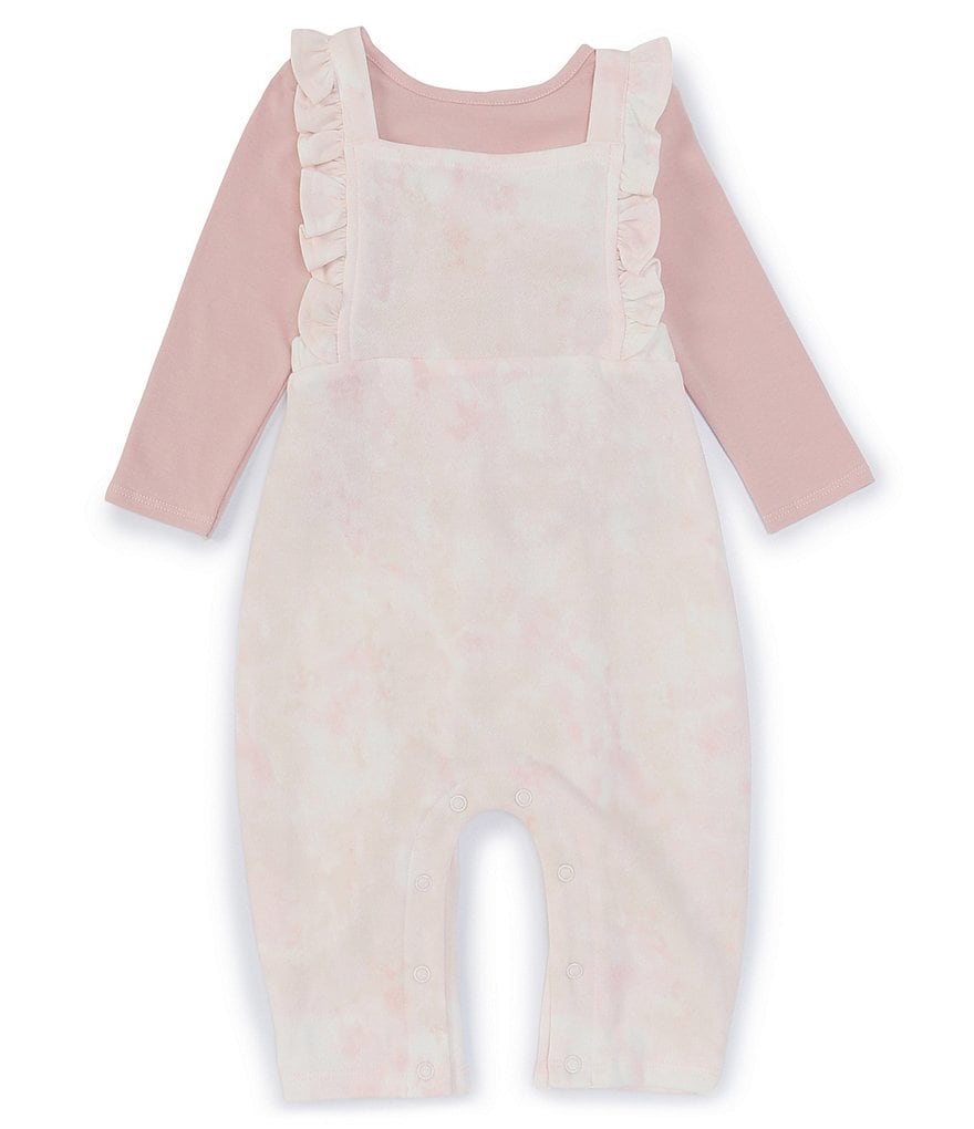 Pippa & Julie Baby Girls Newborn-9 Months Long-Sleeve Tee & Tie-Dyed Printed Jumpsuit