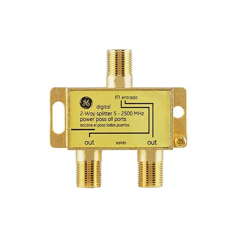 Digital 2-Way Coaxial Cable Splitter, 2.5 GHz 5-2500 MHz, RG6 Compatible, Works with HD TV, Satellite, High Speed Internet, Amplifier, Antenna, Gold Plated Connectors, Corrosion Resistant, 33526