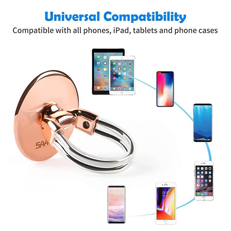 Ring Holder Stand 2 in 1 Universal Air Vent Car Mount and Finger Grip Ring with Strong Sticky Gel Pad Compatible with iX876sPlus Galaxy S9S8S7 Rose Gold