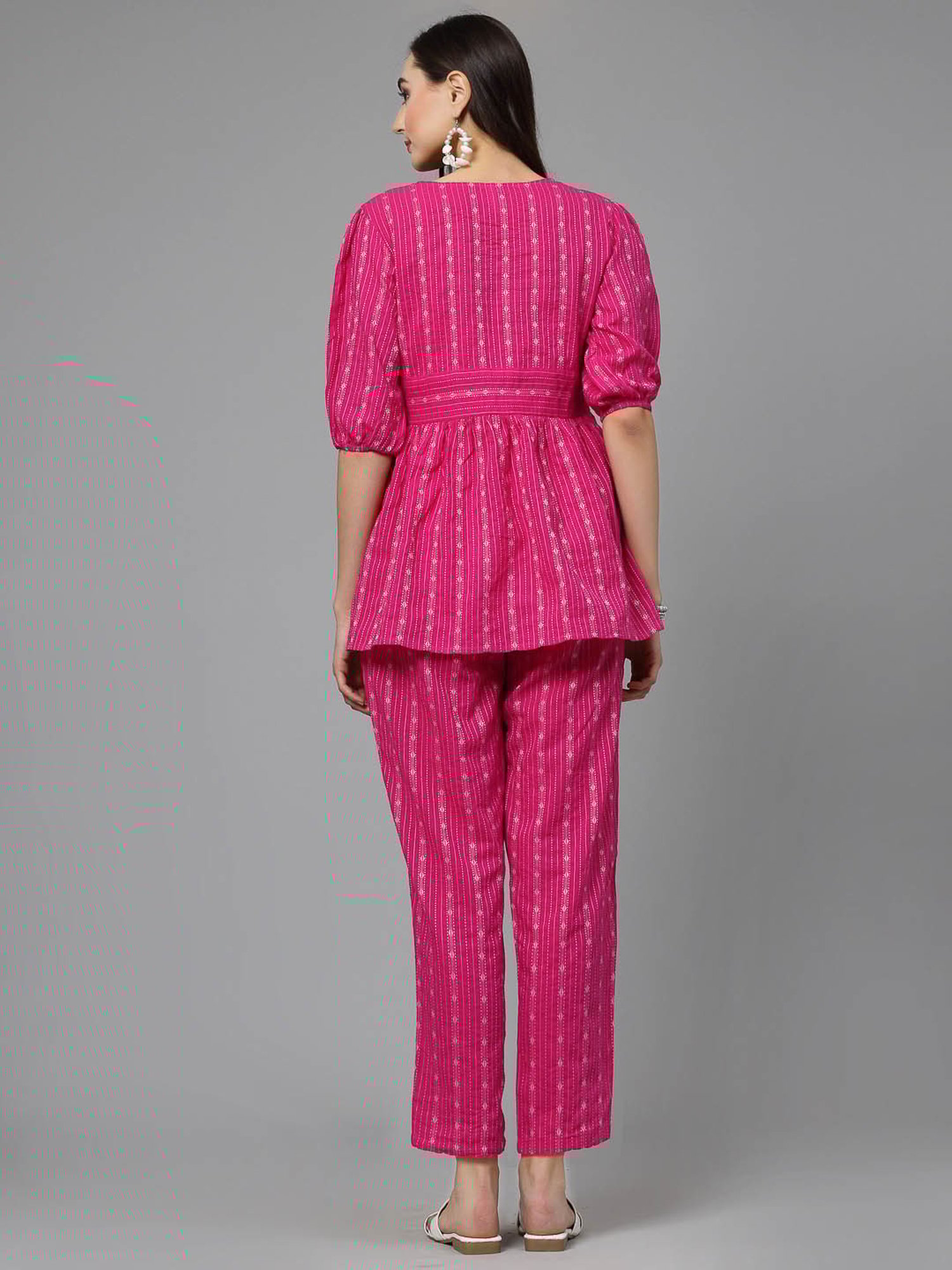 Stylum Pink Cotton Printed Top & Pant Set