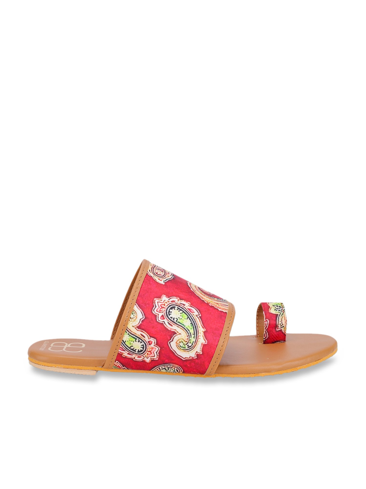 Glam Story Women's Masakali Red Toe Ring Sandals