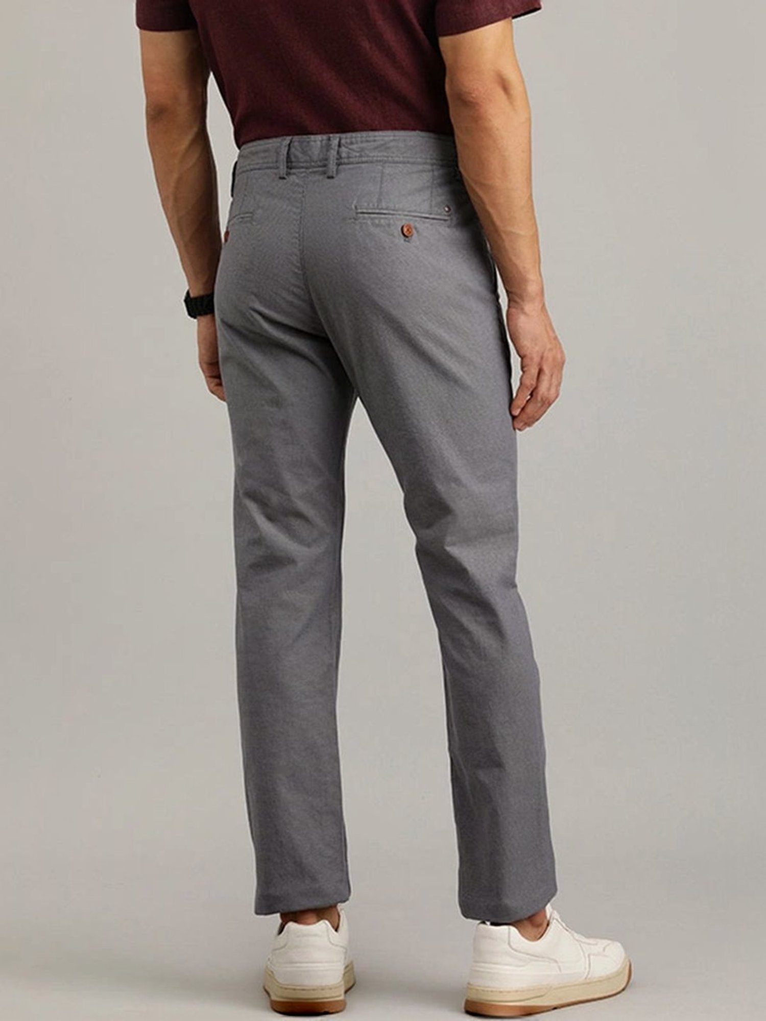 Indian Terrain Grey Slim Fit Trousers