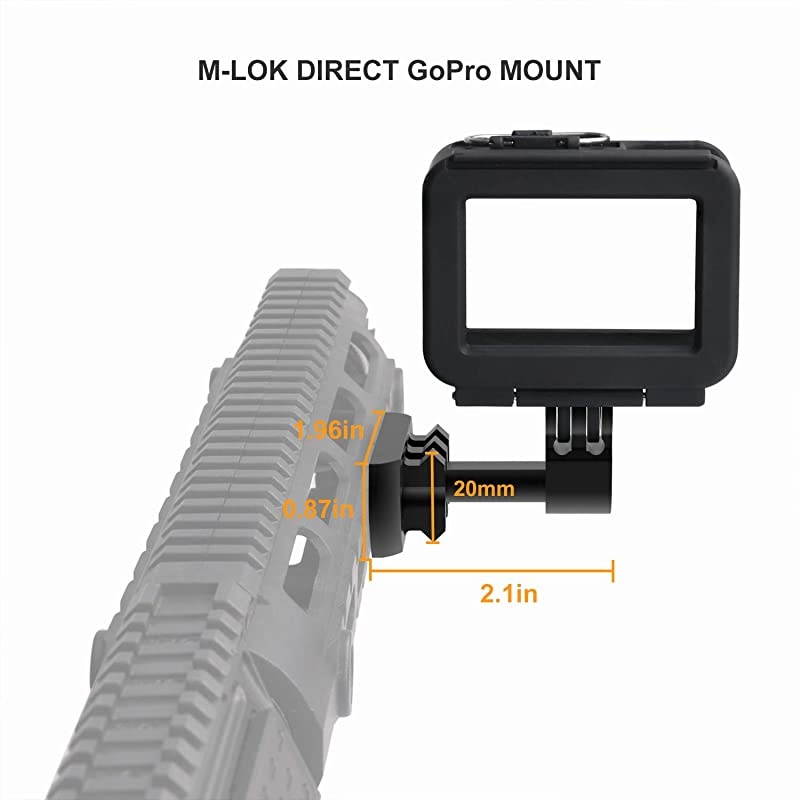 MLOK GoPro Mount 2 in 1 Side Gun Rail Mount for GoPro and Mlok Picatinny Rail 90 Degree Camera Mount for Mlok System