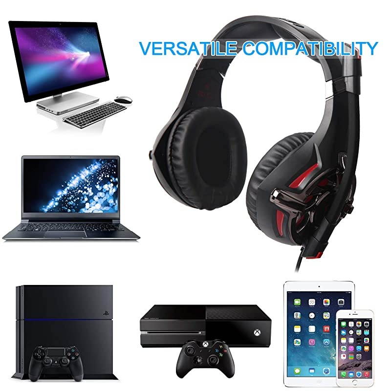 Headset Stereo Gaming Headset with Mic for PS4 PS5 One PC Mobile Switch 35mm Jack Noise Cancelling Gamer Headphones Lightweight Over Ear Headphones