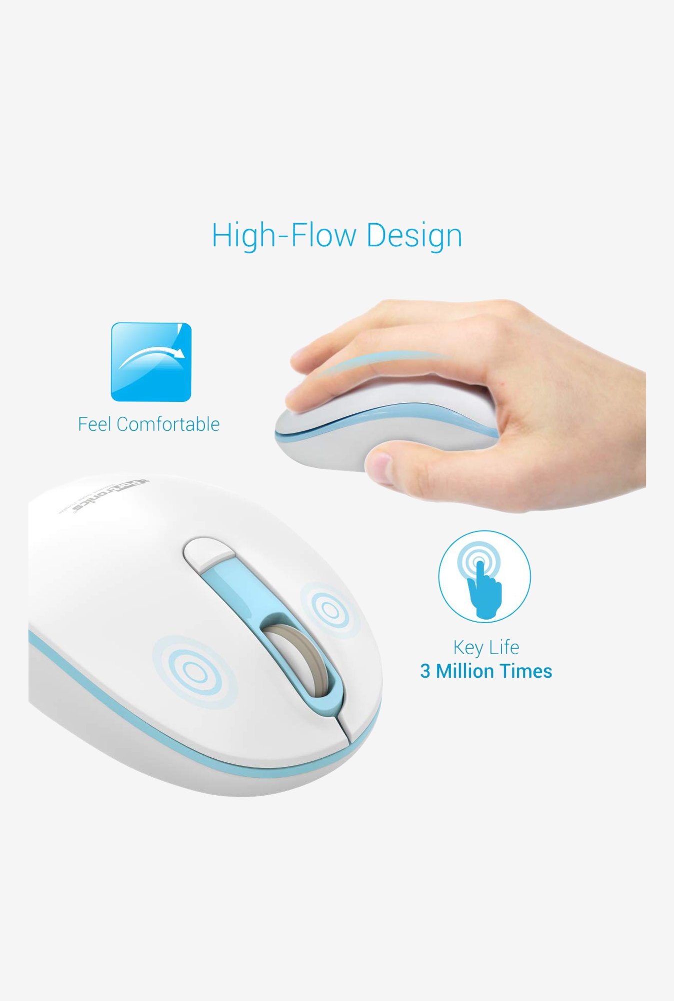 Portronics Toad 11 POR-015 Wireless Mouse (White/Blue)