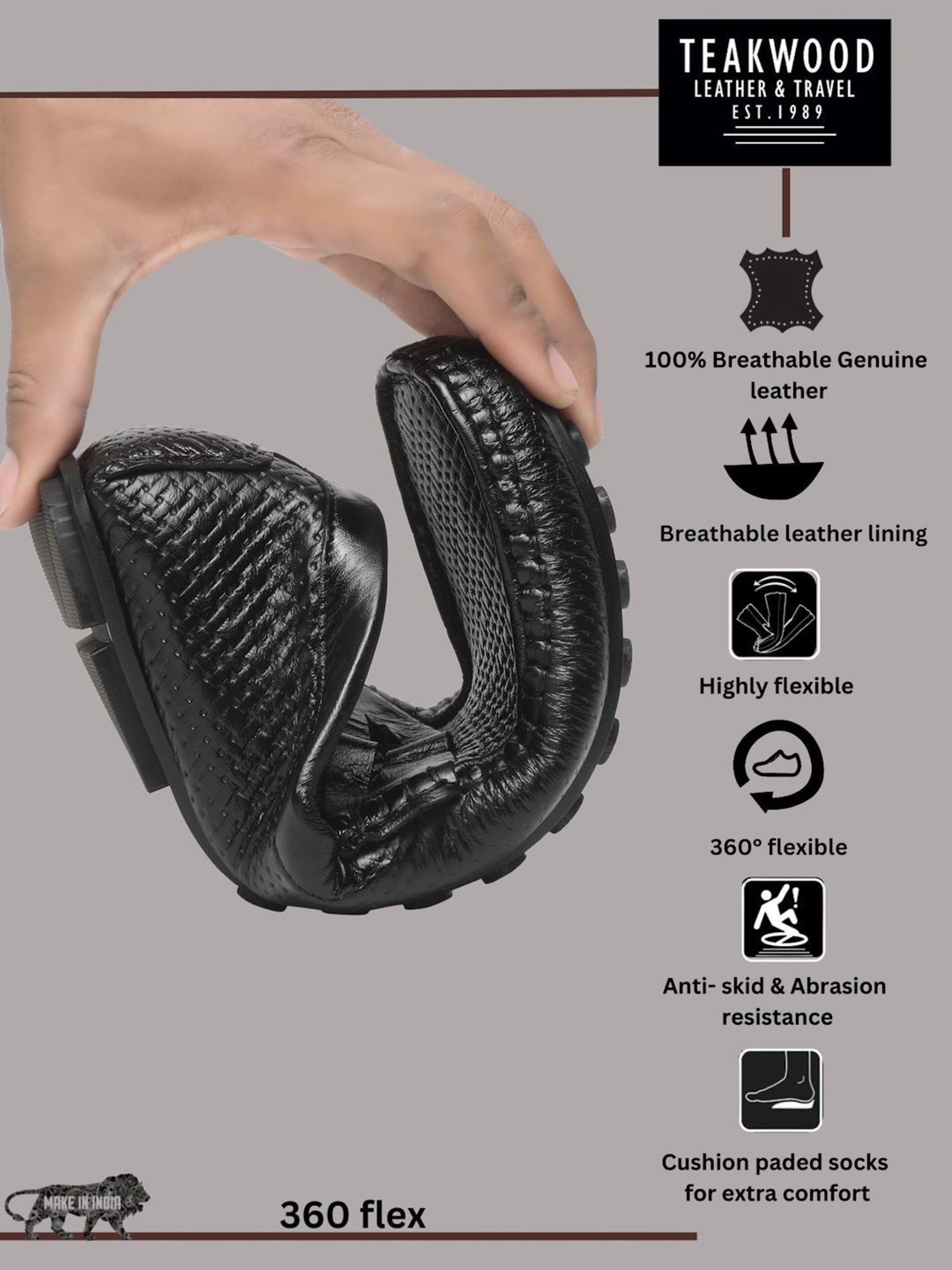 Teakwood Leathers Men's Black Casual Loafers