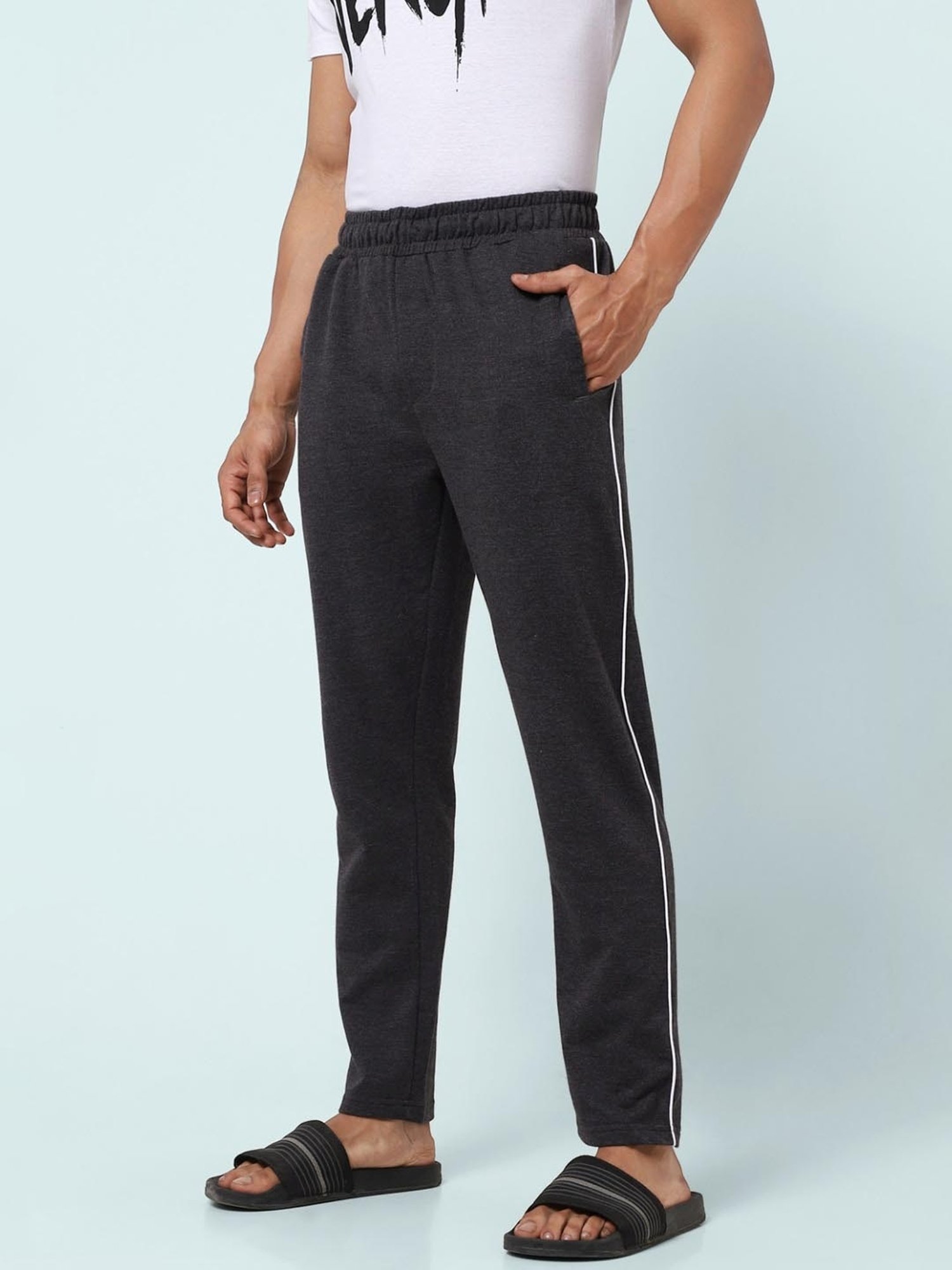 Ajile by Pantaloons Charcoal Melange Slim Fit Nightwear Pyjamas