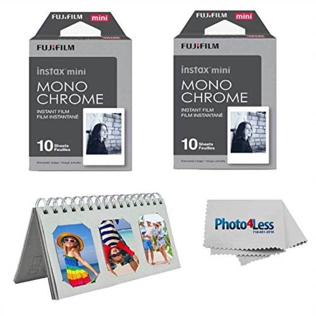 fujifilm instax mini monochrome film x2 20 sheets + album for fuji instax photos  instant film bundle
