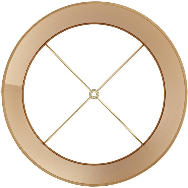 Springcrest Gold Medium Drum Lamp Shade with Gold Trim 14" Top x 16" Bottom x 11" High (Spider) Replacement with Harp and Finial
