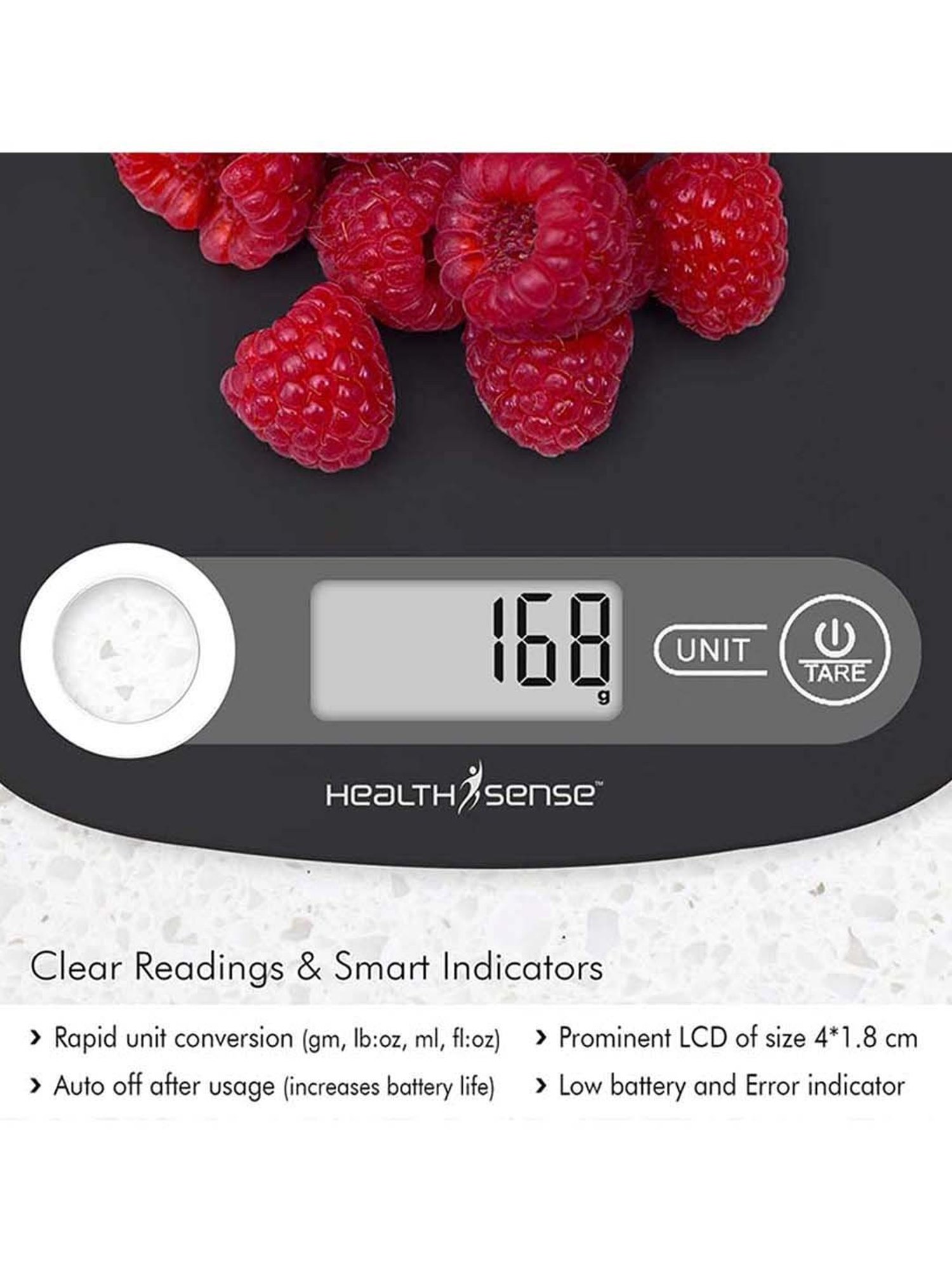 HealthSense Chef-Mate KS-40 Digital Kitchen Weighing Scale (Black)