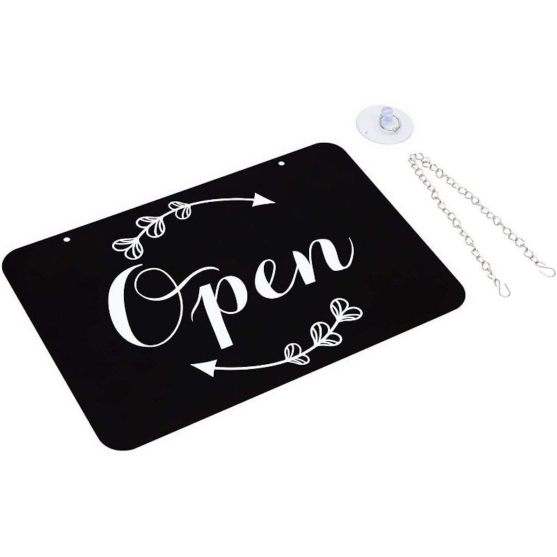 Stockroom Plus Double Sided Open and Closed Sign for Business and Stores, Black (12 x 8 in)