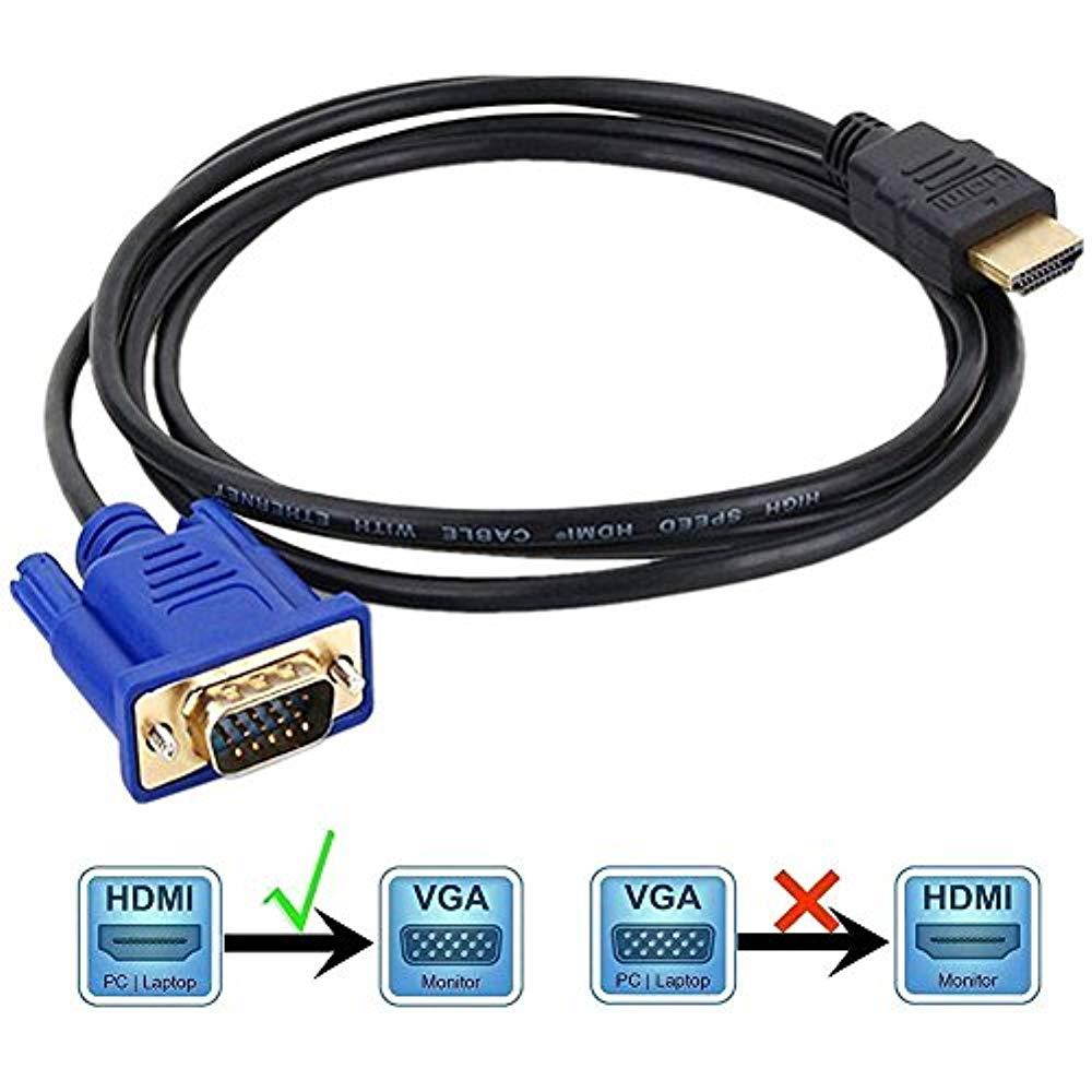 HDMI to VGA Cable Converter, 1080P HDMI Male to VGA Male D-SUB 15 Pin M/M Connector Adapter Cable Cord Transmitter, one-Way Transmission Computer PC 6Ft/1.8M(No Signal Conversion Function)