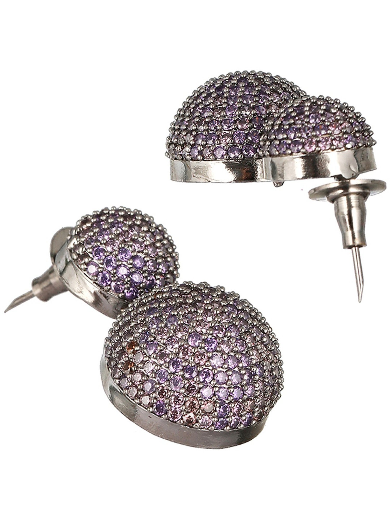 Saraf RS Jewellery Plated Purple Amethyst Studded Drop earrings