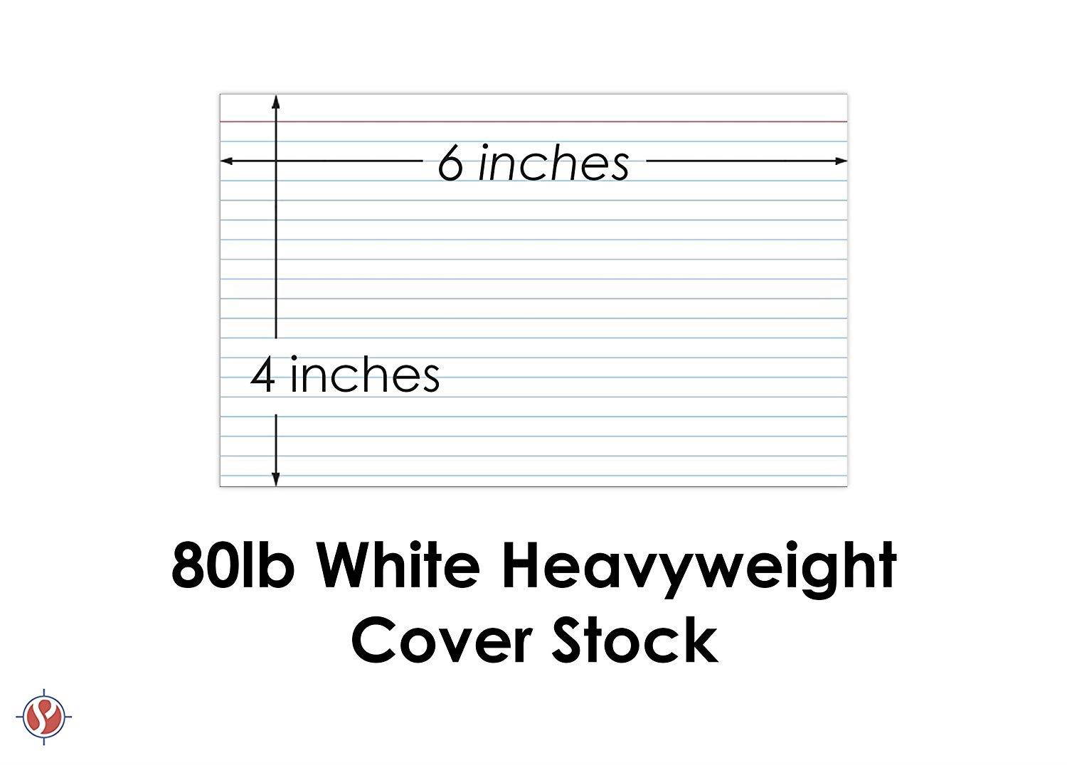 Ruled Index Cards, On 100lb. Heavyweight Thick White Cover Stock.100 per pack (4 x 6)