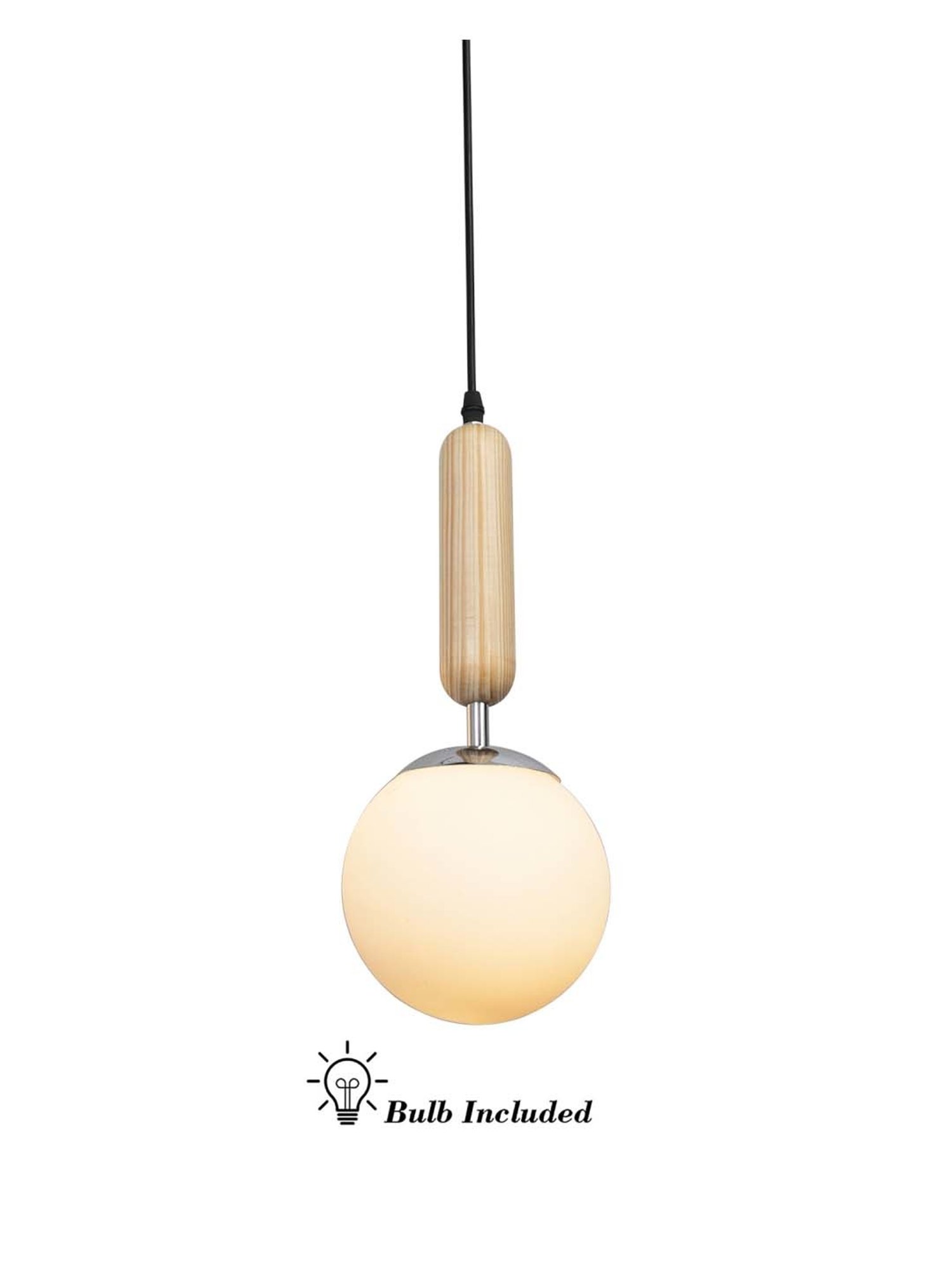 Homesake Beige Wood Bullet Lamp With Chrome Cap