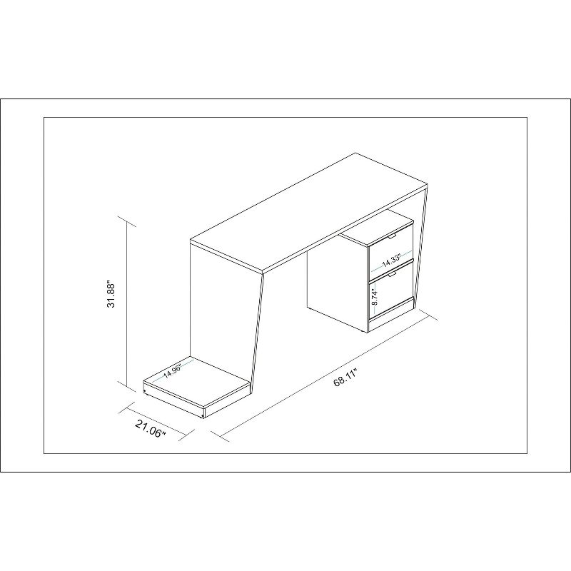 Randalls Gamer Desk 1.0 with 2 Drawers Black - Manhattan Comfort