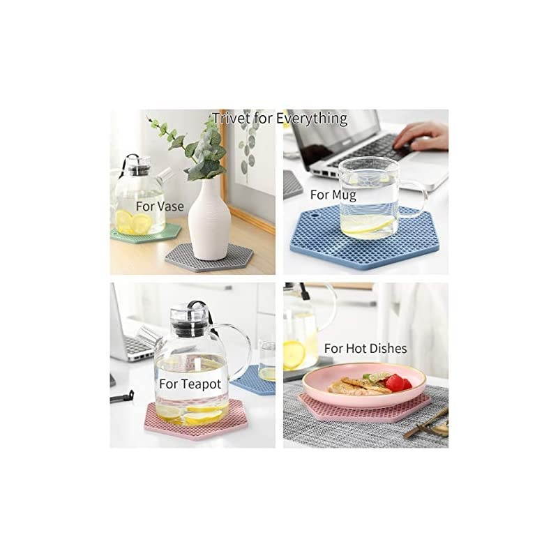 Packed Silicone Trivet Mats - DIY Different Size Dish Drying Mat, Hot Pot Holder for Pots & Pans, Non-Slip & Heat Resistant Kitchen Hot Pads for Countertops & Table,Teal