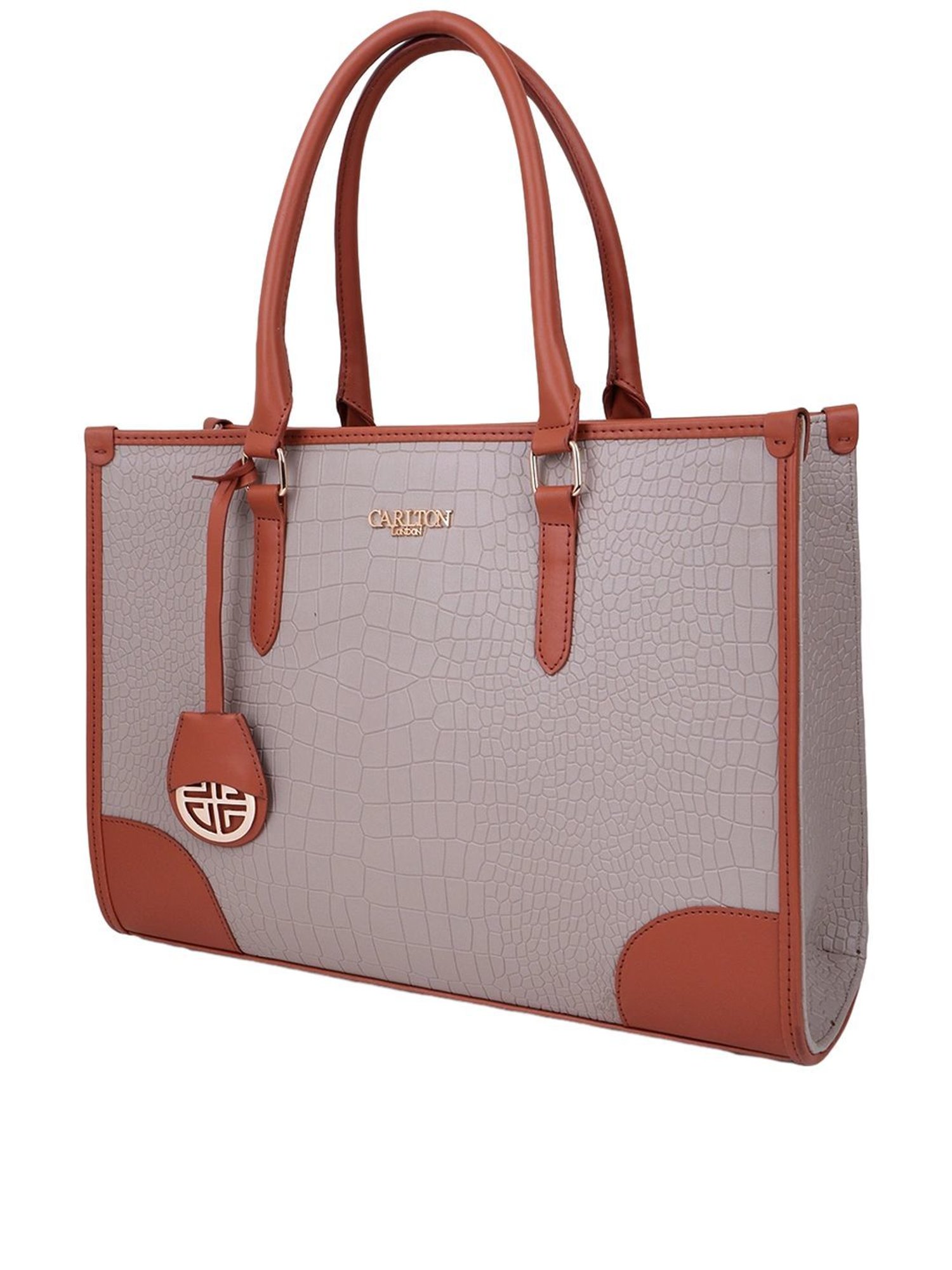 Carlton London Purple & Tan Textured Large Handbag