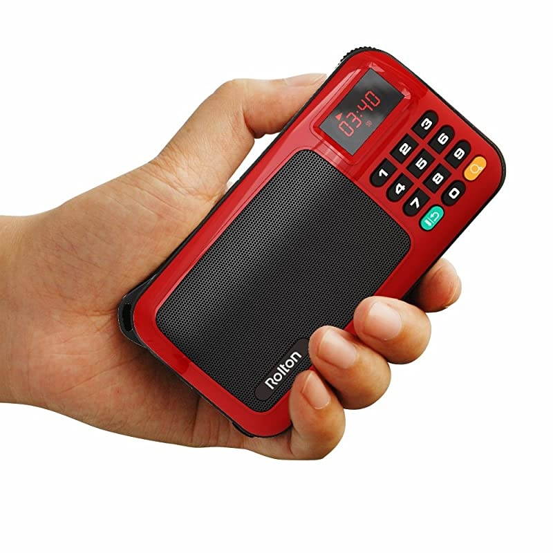 W405 Portable Mini FM Radio Speaker Music Player TF Card for PC iPod Phone with LED Display Red