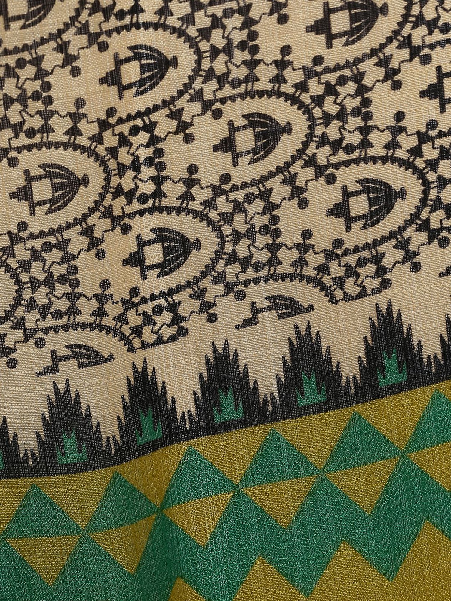 Saree Mall Beige & Green Printed Dupatta