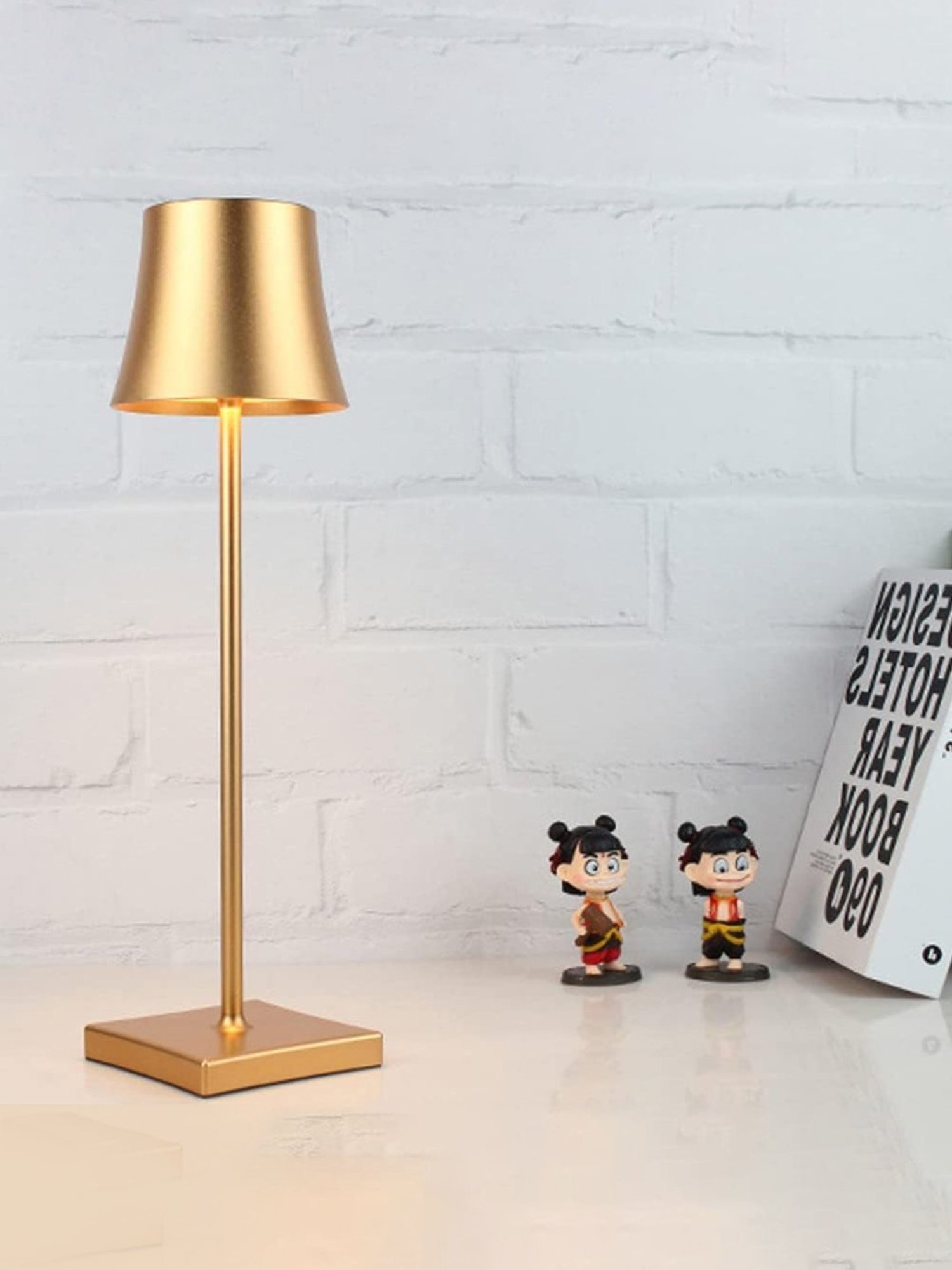 Xergy Portable Metal Desk Lamp with Touch Control with Usb Rechargeable, 3-Levels Brightness (Gold)