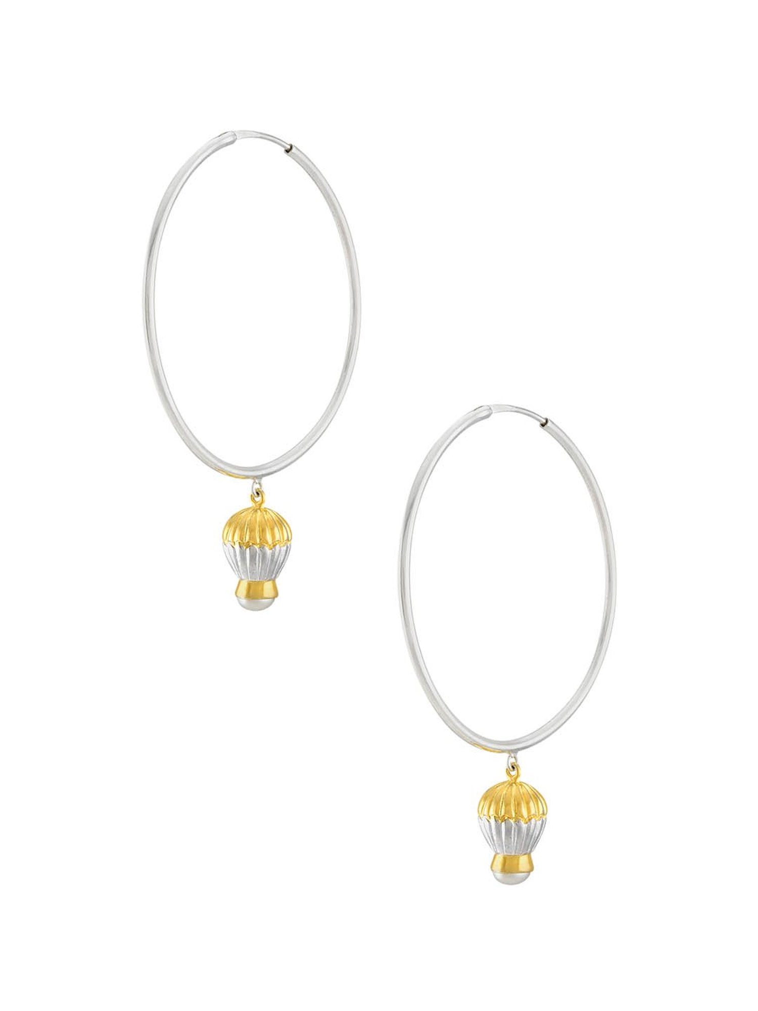 Tribe Amrapali Two-Toned Close Bud Hoop Earrings