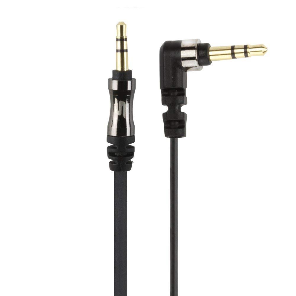 SCOSCHE AUX6FBK Flatout 3.5mm Flat Auxiliary Audio Cable with 90 Degree Tip 6-foot in Black