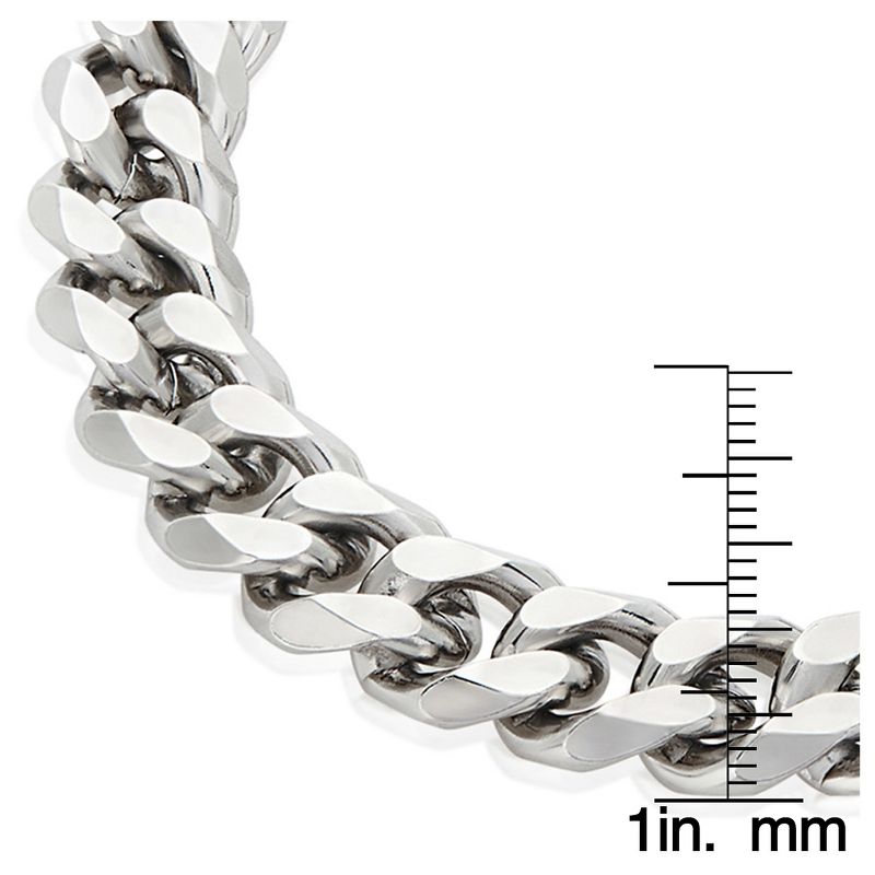 Men's Crucible Stainless Steel Beveled Curb Chain Bracelet (11mm) - Silver (8.5")