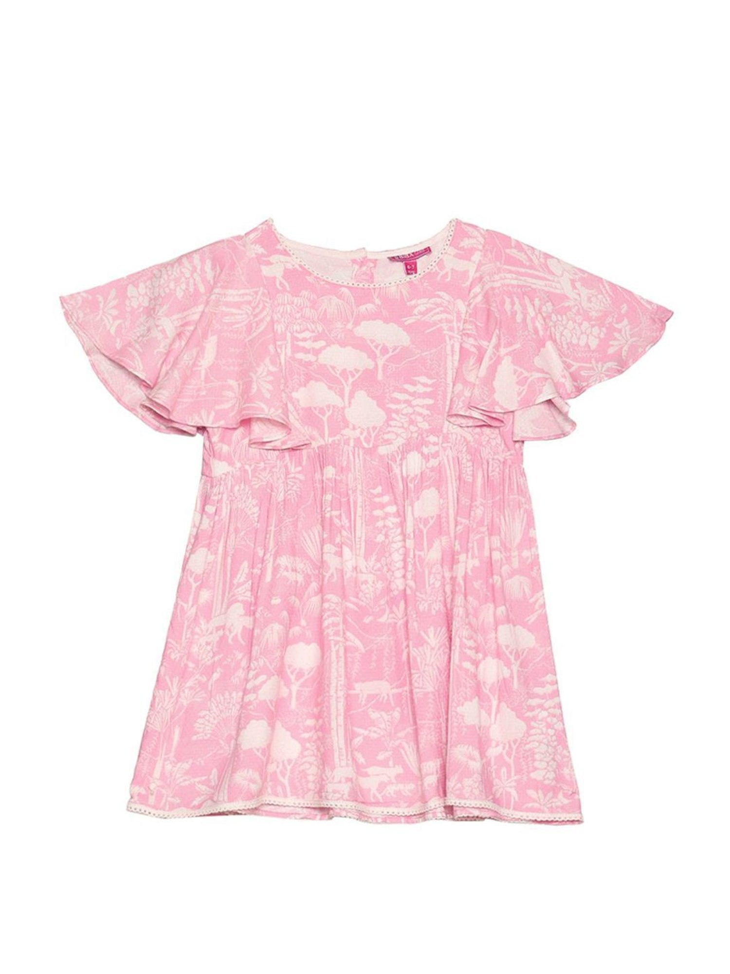Biba Girls Pink Printed Dress with Headband