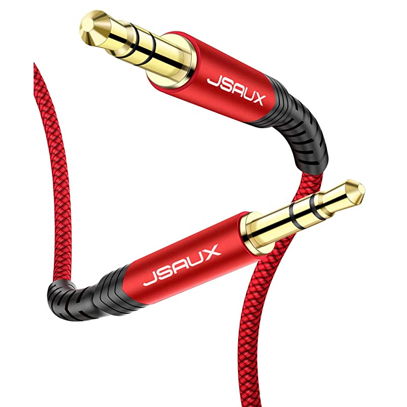 AUX Cable 4ft2Pack Copper Shell HiFi Sound 35mm Auxiliary Audio Cable Nylon Braided Aux Cord Compatible for CarHome StereosSpeakerHeadphonesSonyEcho DotBeats Red