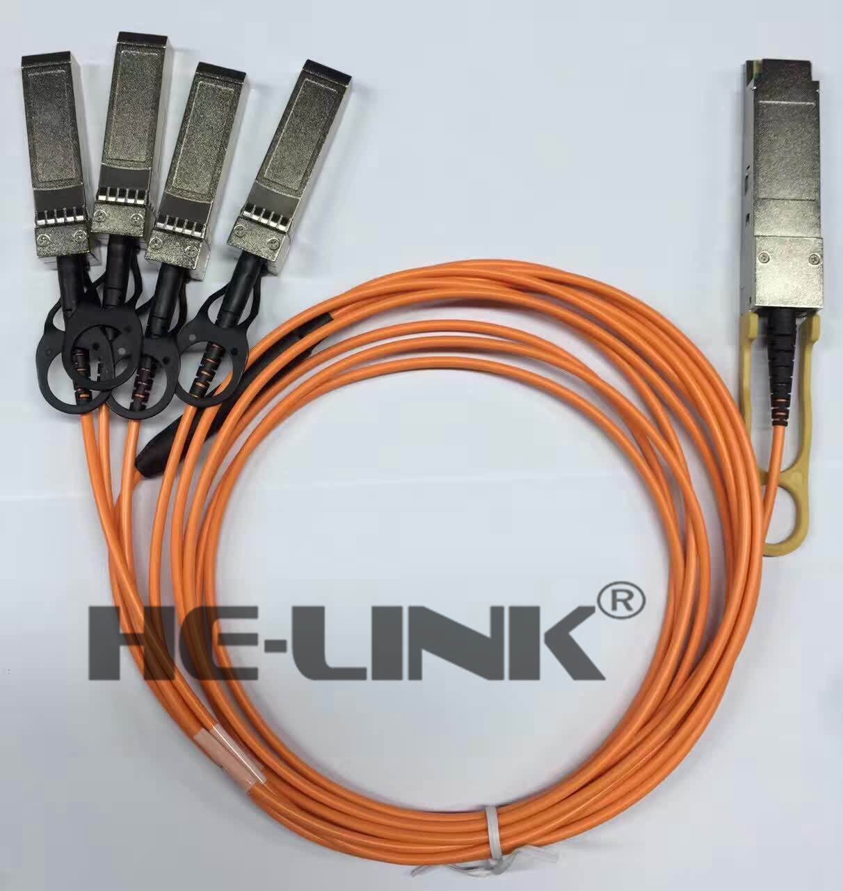 5m (16ft) Avago AFBR-7IER05Z Compatible 40G QSFP+ to 4x10G SFP+ Breakout Active Optical Cable