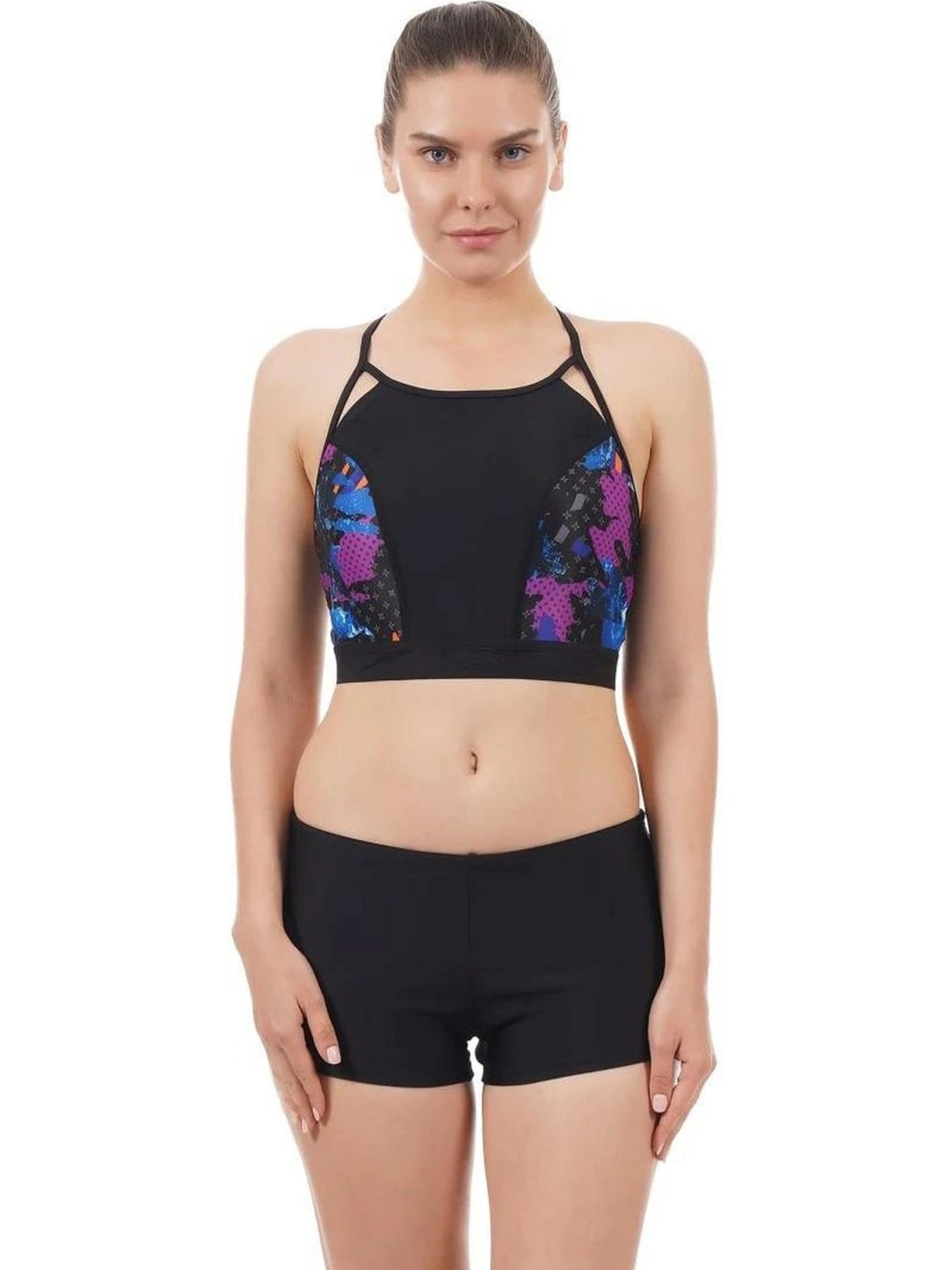 Speedo Black Printed Swimwear Top