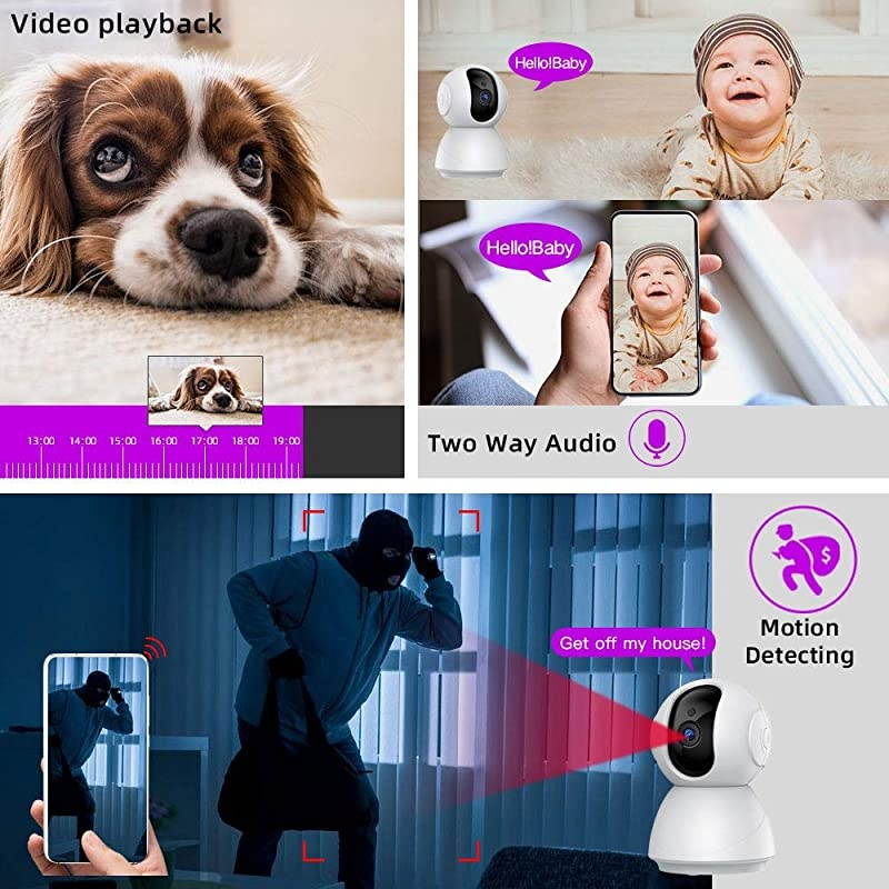 WiFi Security Dome Camera SDETER HD Home IP Wireless 2Way Audio Motion Detection Night Vision BabyPet Monitor Compatible with iOSampAndroid